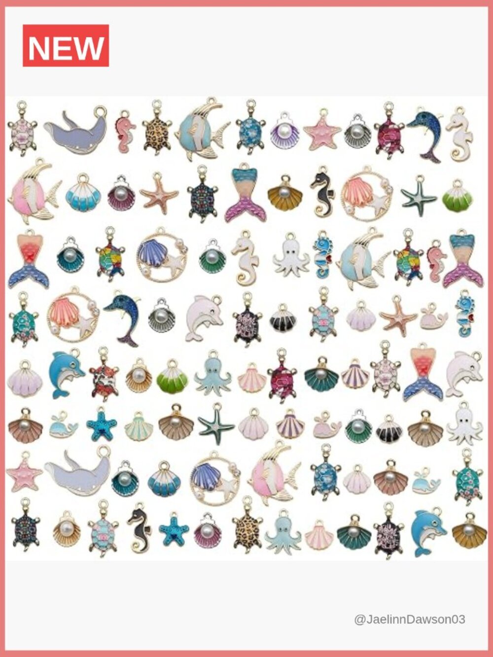 100pcs Ocean Marine Life Enamel Charms for Jewelry Making DIY Crafting